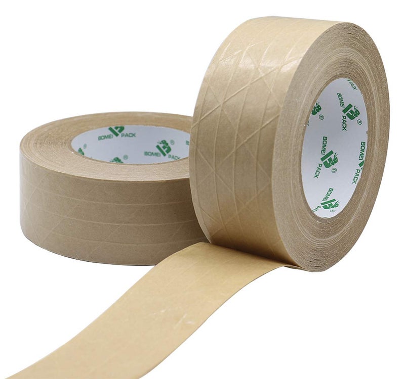 BOMEI PACK 4Rolls Self Adhesive Reinforced Kraft Packing Paper Tape, 2inch* 55yds, Total 220yds Gummed Tape for Heavy Duty Box Packing, Shipping, Moving and Storage, BOMEI PACK - Image 5